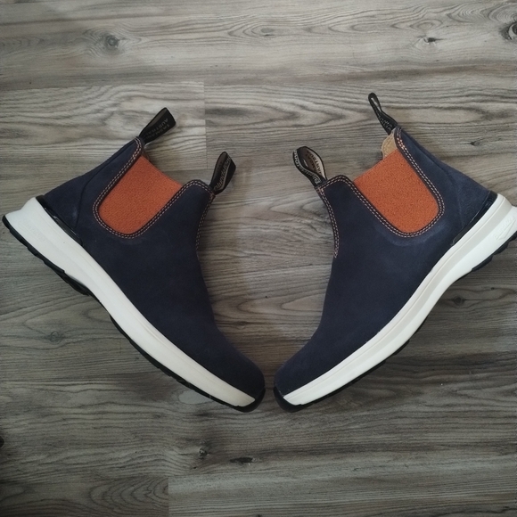 Blundstone 2147 Active Suede Chelsea Boots Navy Suede / Burnt Orange W9, M7 - Picture 1 of 6